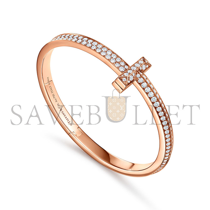 TIFFANY T1 WIDE DIAMOND HINGED BANGLE IN ROSE GOLD 68127289